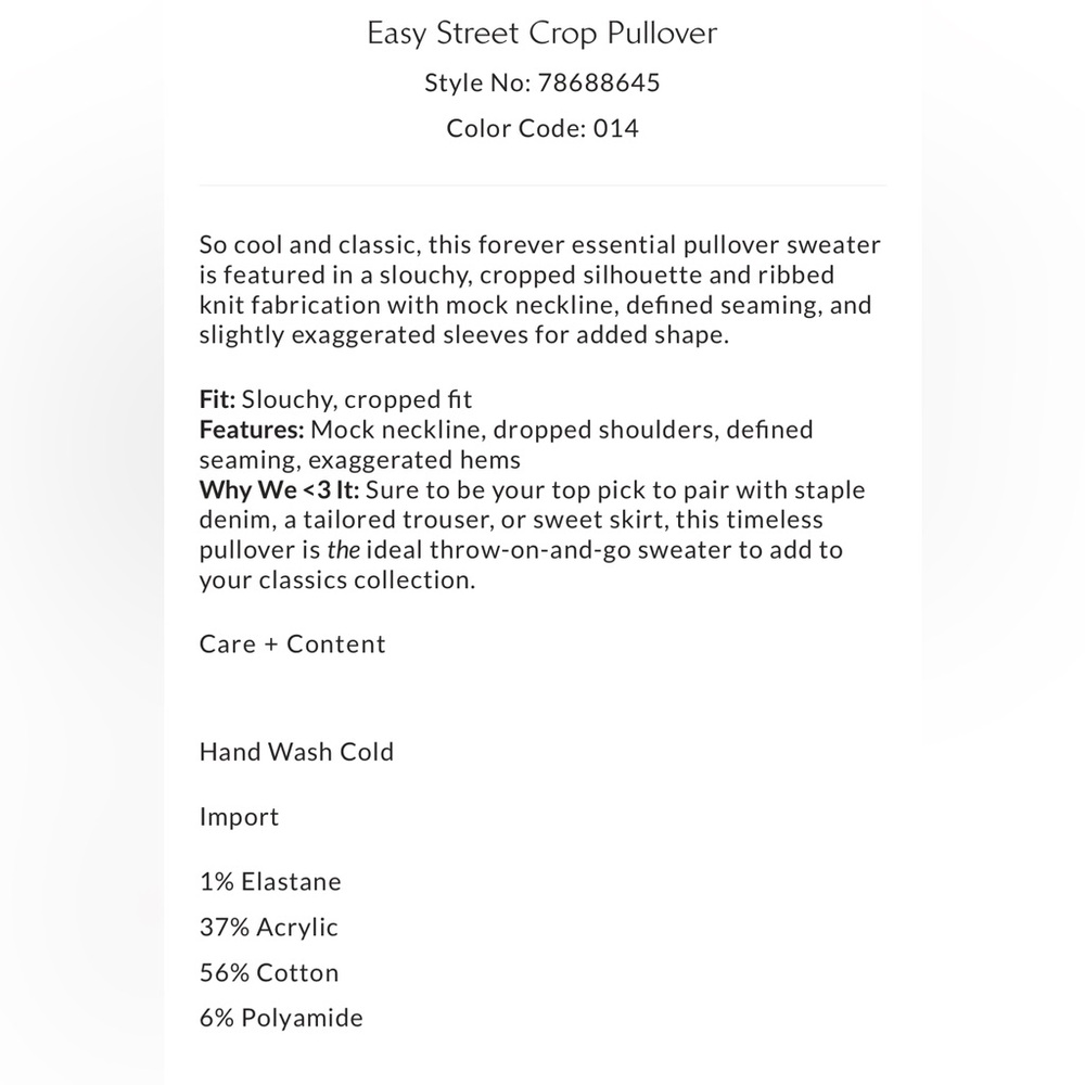 NWT Free People Easy Street Crop Pullover Pearl - Picture 5 of 7